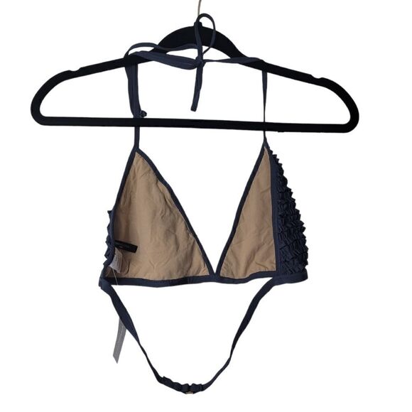 BCBG Women's Dusty Blue Ruffle Halter Bikini Top Size L NWT - Picture 3 of 5